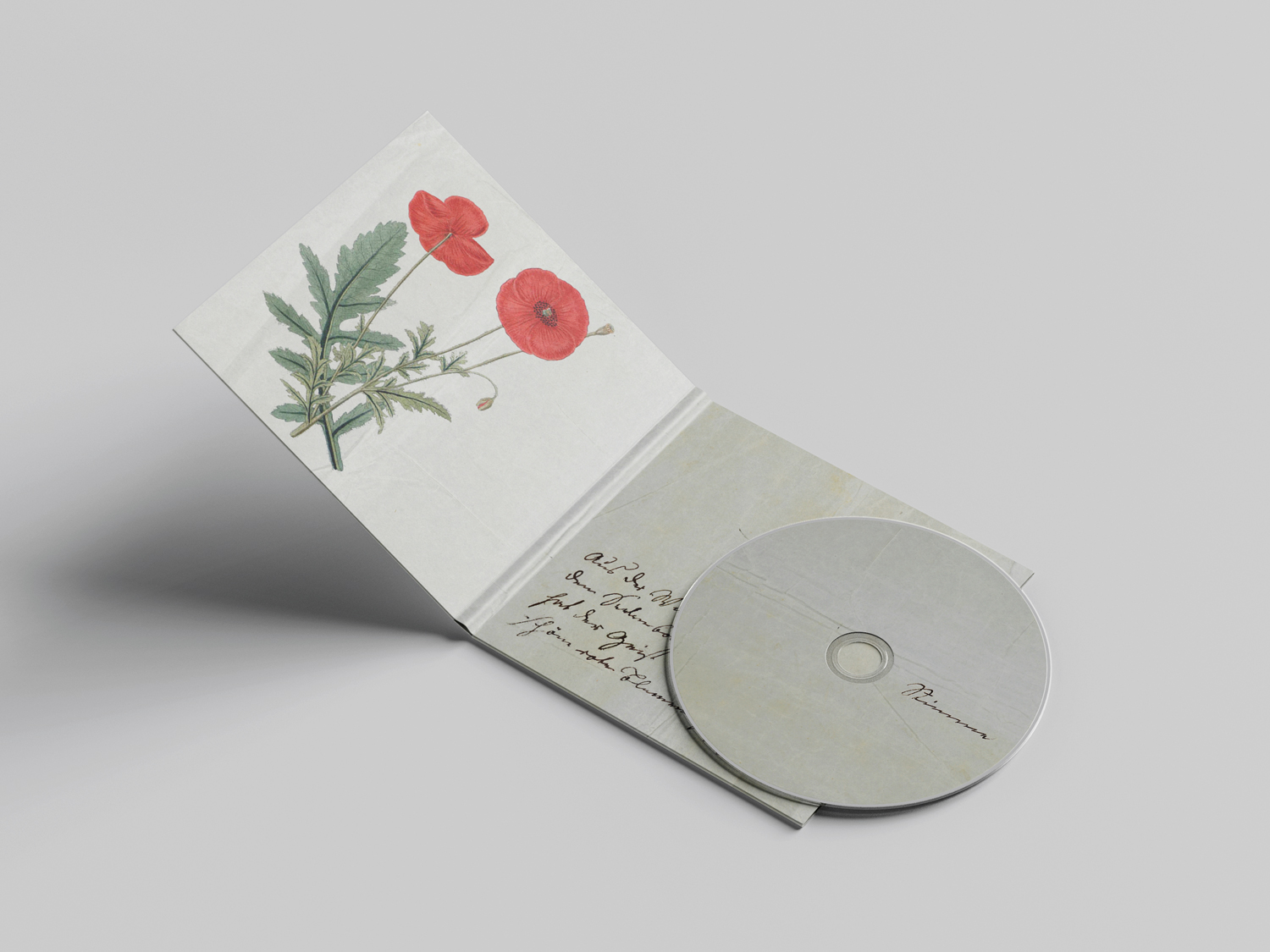 Geöffnetes Mediabook mit CD der Audio-CD-Edition »Heut und gestern war ein Grünen und Blühen in mir«